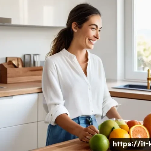 Home 30 최신 기술의 무선 믹서기 추천 - **"Freedom in the Kitchen"**: A vibrant, sun-drenched Italian kitchen in a modern home. A young woma...
