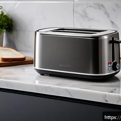 Home 33 스마트 토스터와 일반 토스터 비교 - A modern kitchen scene featuring a sleek smart toaster with stainless steel finish and digital touch...